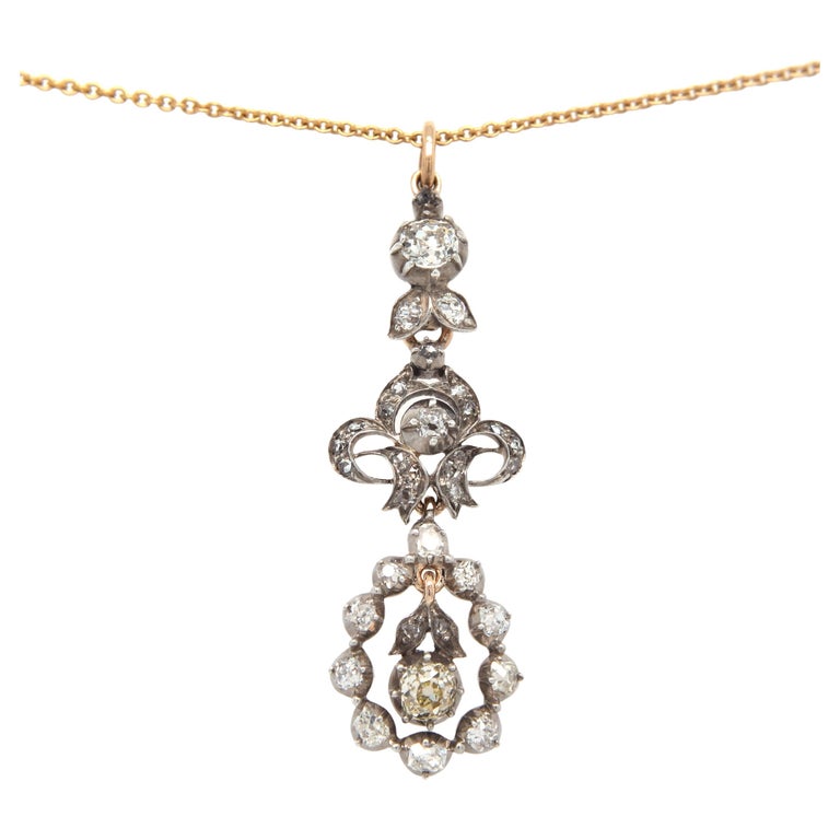 1.00ct Georgian old mine and rose cut diamond necklace For Sale at 1stDibs