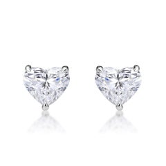 1.00ct Heart Shaped Diamond Stud Earrings in 18K White Gold