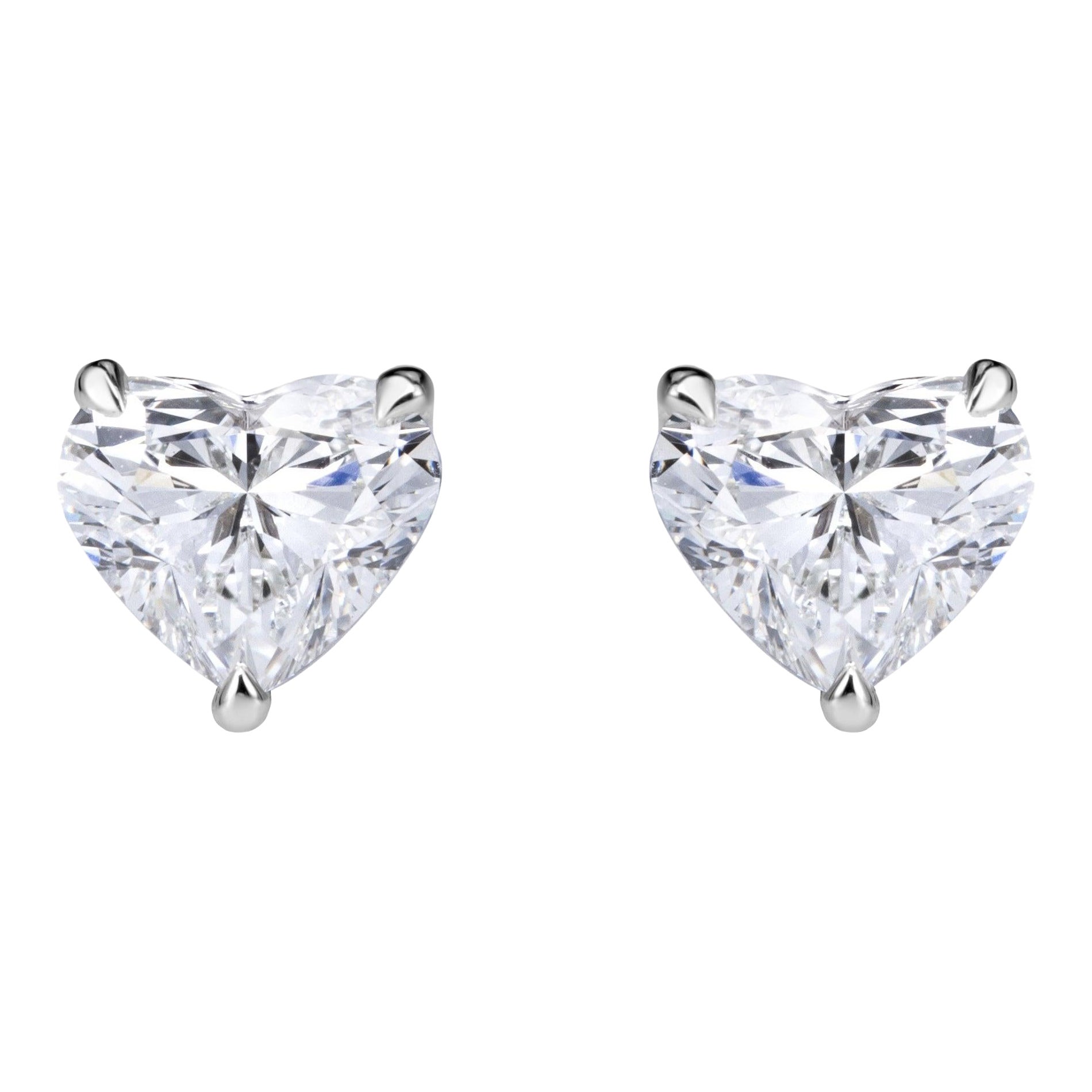 1.00ct Heart Shaped Diamond Stud Earrings in 18K White Gold