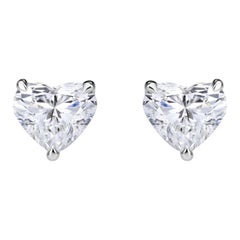 1.00ct Heart Shaped Diamond Stud Earrings in 18K White Gold