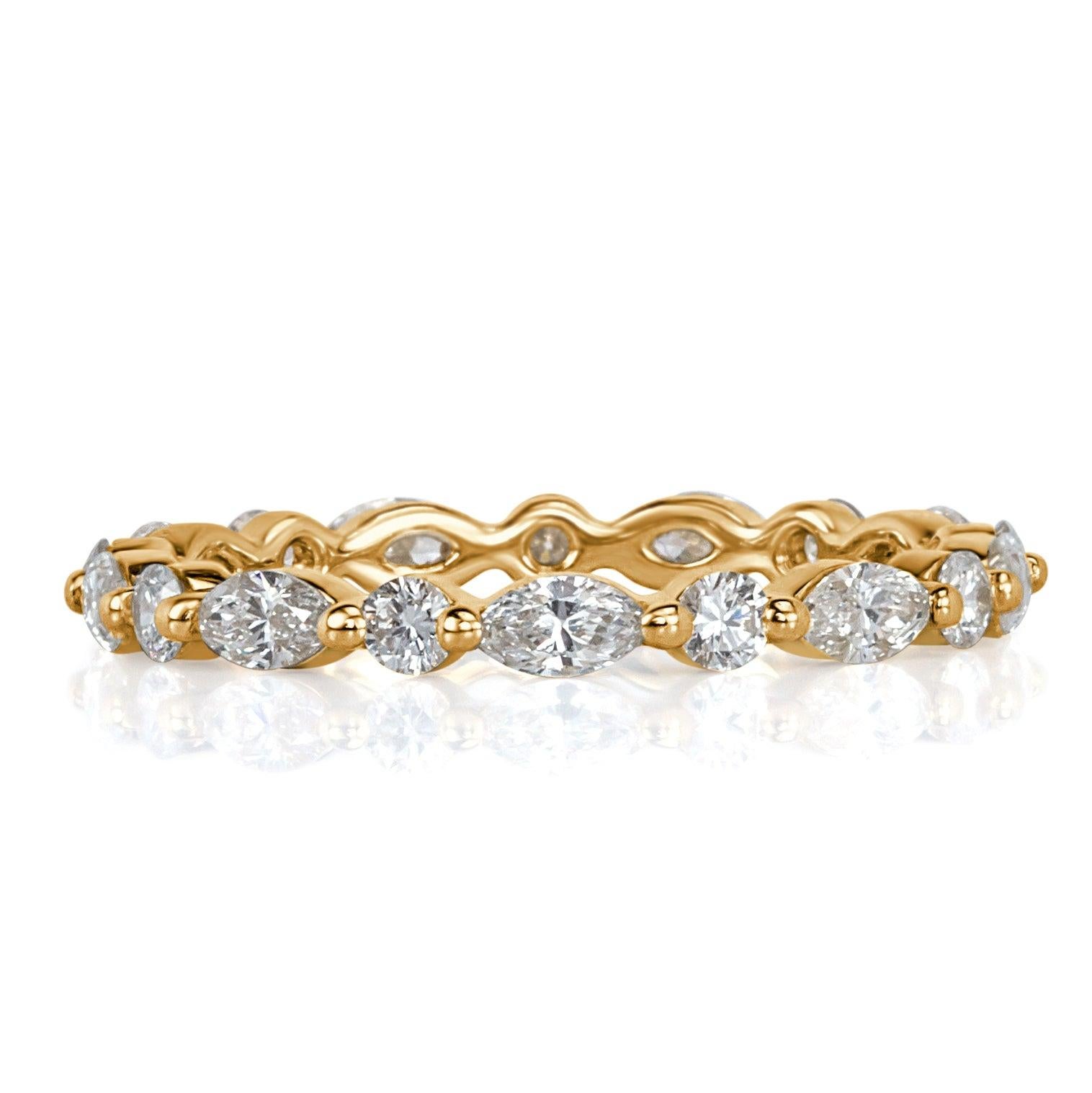 1.00ct Marquise and Round Brilliant Cut Diamond Eternity Band in 18k Champagne