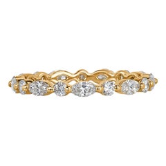 1.00ct Marquise and Round Brilliant Cut Diamond Eternity Band in 18k Champagne