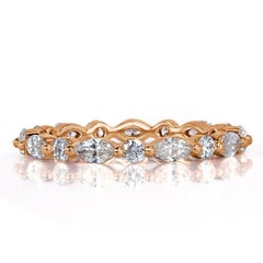 1.00ct Marquise and Round Brilliant Cut Diamond Eternity Band in 18k Rose Gold