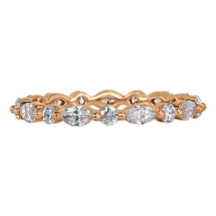 1.00ct Marquise and Round Brilliant Cut Diamond Eternity Band in 18k Rose Gold