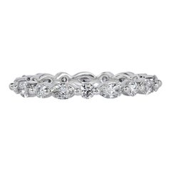 1.00ct Marquise and Round Brilliant Cut Diamond Eternity Band in 18k White Gold