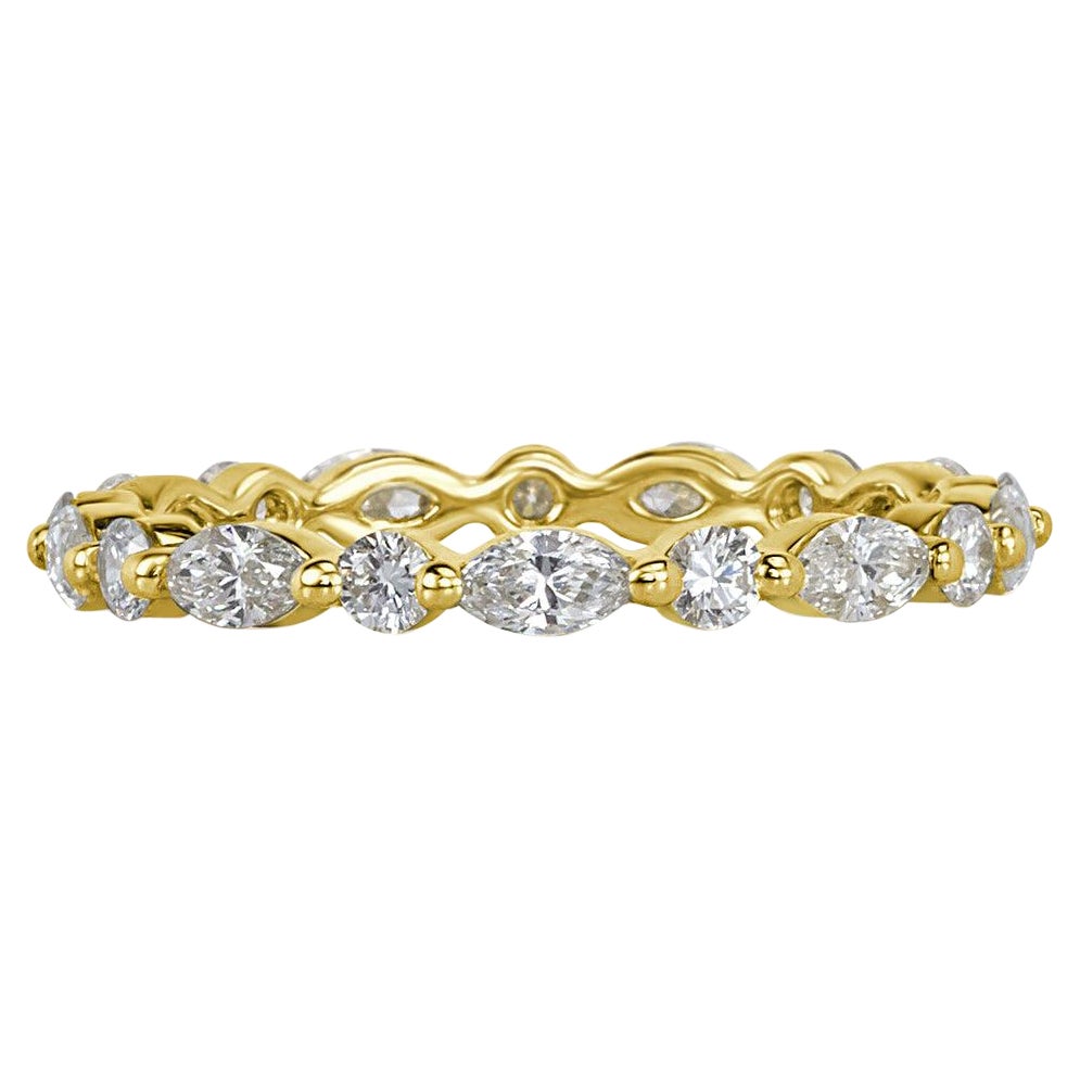 1.00ct Marquise and Round Brilliant Cut Diamond Eternity Band in 18k Yellow Gold