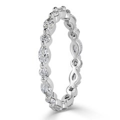 Fascia per l'eternità con diamanti taglio marquise e Brilliante 1,00ct in platino