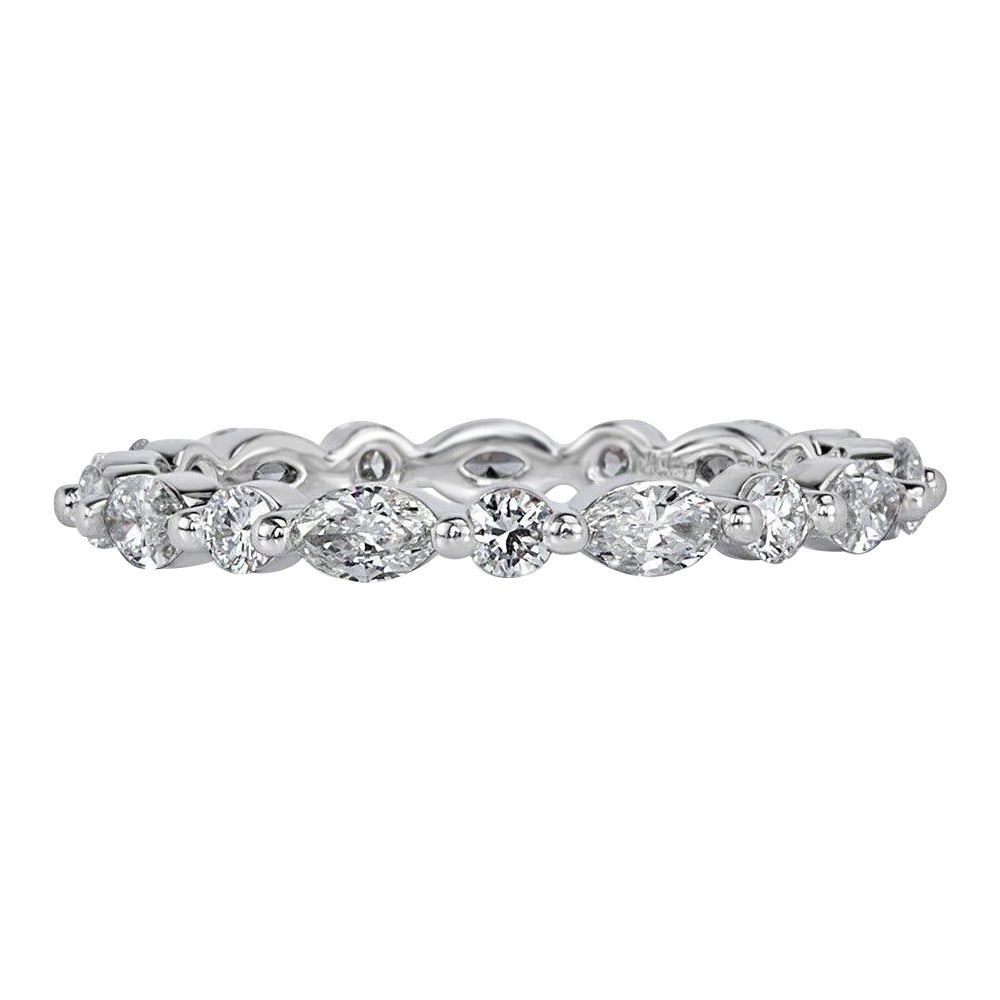 1.00ct Marquise and Round Brilliant Cut Diamond Eternity Band in Platinum