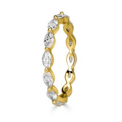 1.00ct Marquise Cut Diamond Eternity Band in 18k Champagne Yellow Gold
