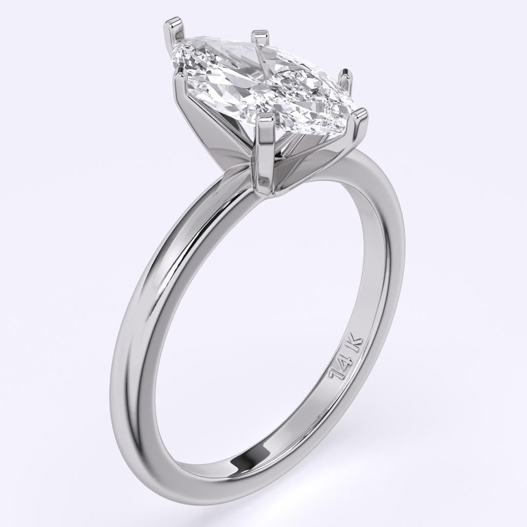 Bague de mariage solitaire taille marquise GH couleur SI pureté diamant naturel 1.00 carat  en vente 1