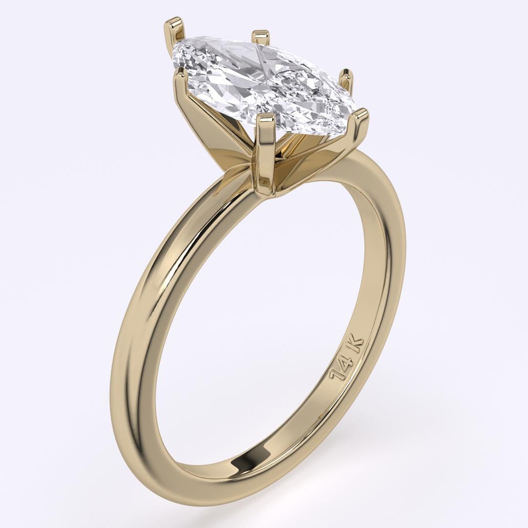 Bague de mariage solitaire taille marquise GH couleur SI pureté diamant naturel 1.00 carat  en vente 4