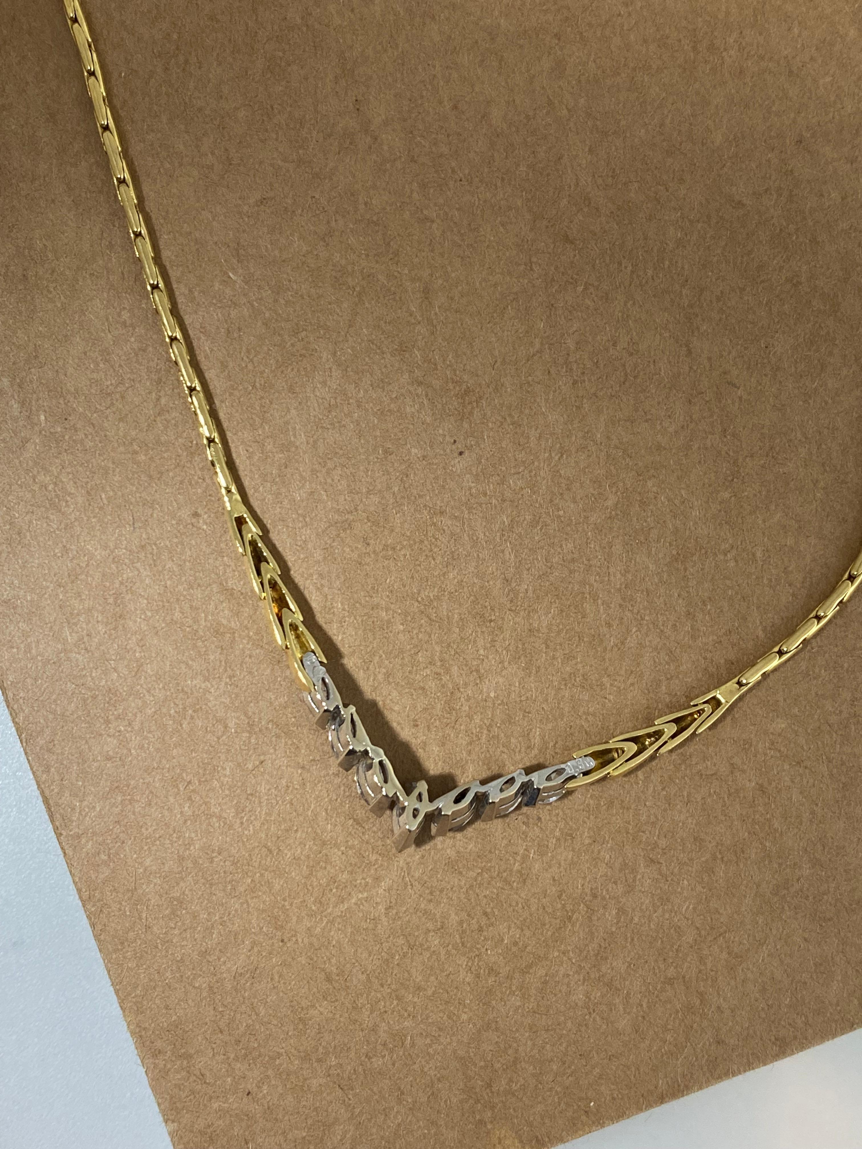 1,00 Karat Marquise-Diamant (x 7) Halskette aus 18 Karat Gelbgold, geschätzt $5900. Damen