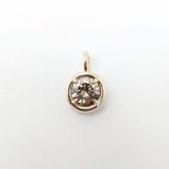 1.00CT Natural Brown Diamond Round Solstice Pendant in 14 Karat Yellow Gold