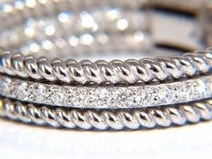 1.00ct natural diamond hoop earrings 14kt g/vs Barley Rope Twist 3D & Button*