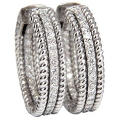 1,00ct natürliche Diamant-Ohrringe 14kt g/vs Barley Rope Twist 3D & Knopf