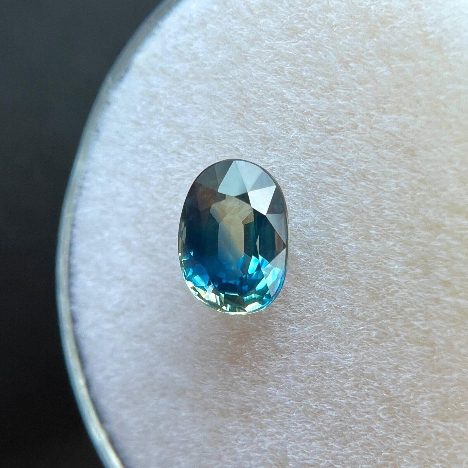 Oval Cut 1.00ct Natural Parti Colour Blue Green Thai Sapphire Oval Loose Gem 6.5X4.5mm For Sale