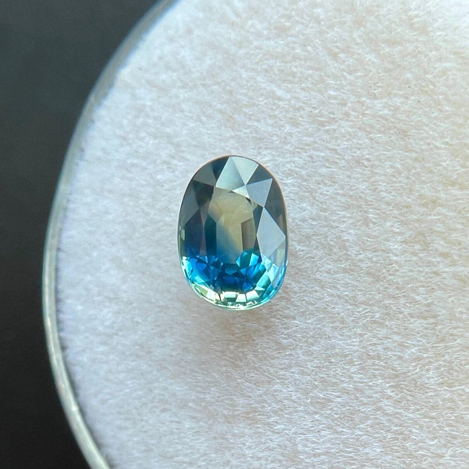 1.00ct Natural Parti Colour Blue Green Thai Sapphire Oval Loose Gem 6.5X4.5mm In New Condition For Sale In Birmingham, GB