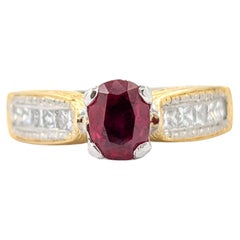 1.00ct Natural Ruby & Diamond Ring in Platinum & 18kt Yellow Gold