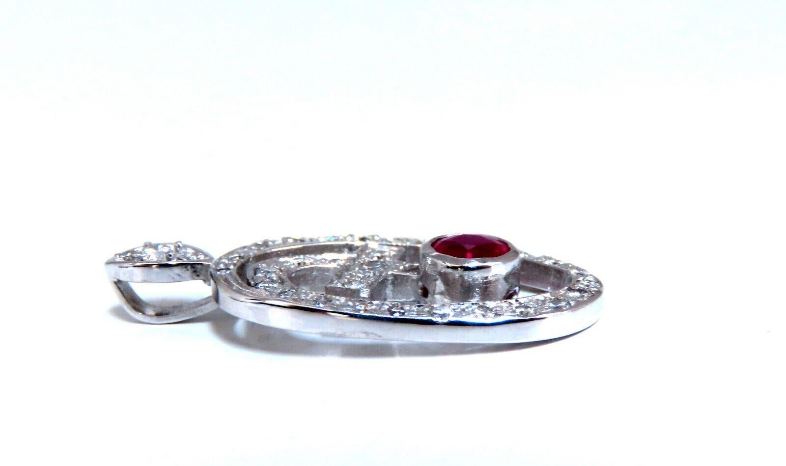 Taille ronde 1.00ct Natural Ruby Diamonds Iconic Pendant 14kt en vente