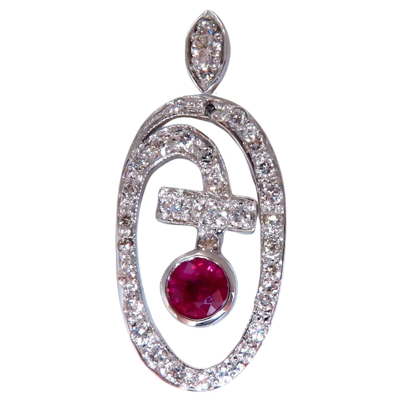 1.00ct Natural Ruby Diamonds Iconic Pendant 14kt For Sale