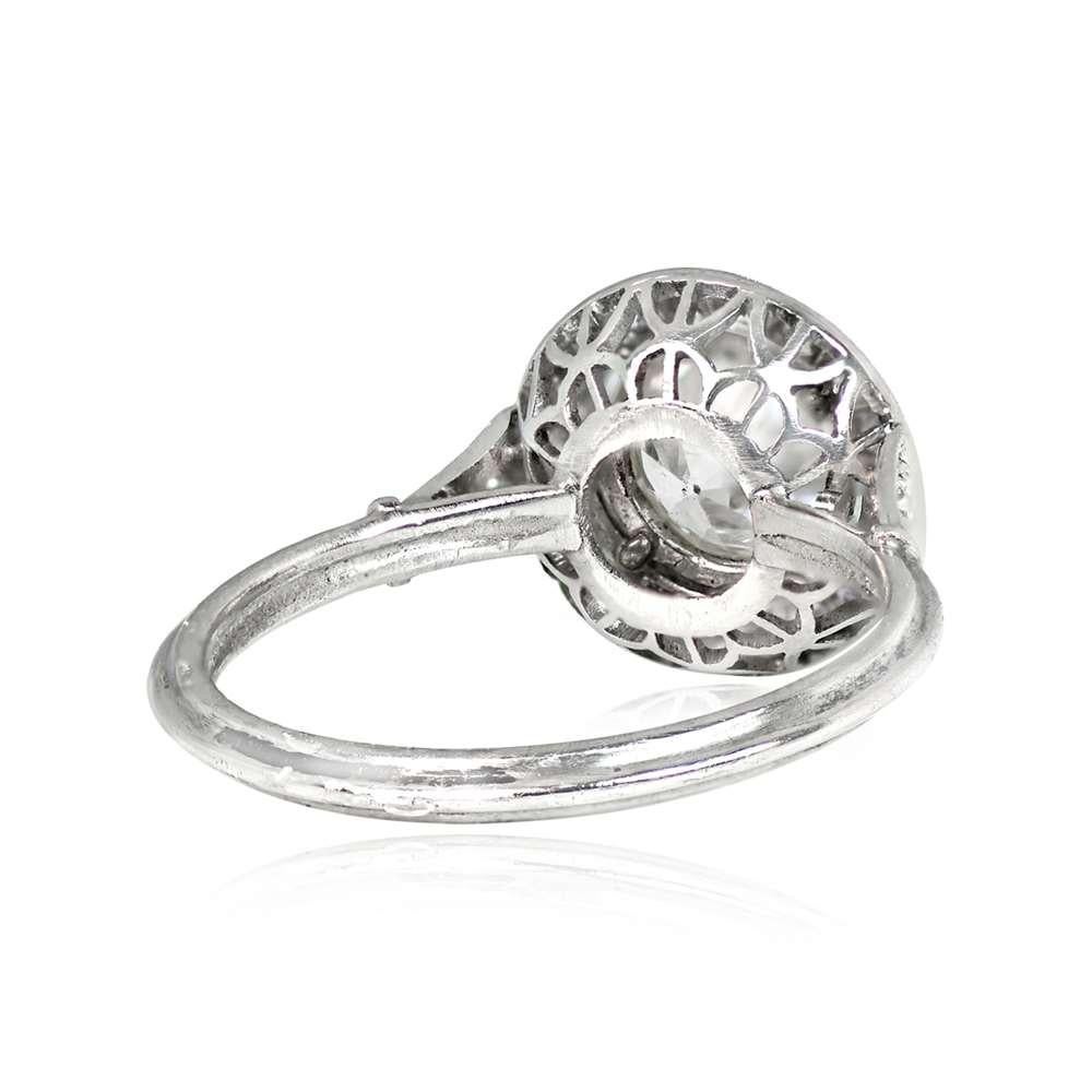 Women's 1.00ct Old European Cut Antique Diamond Engagement Ring, Diamond Halo, Platinum For Sale