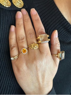 1.00ct Orange Citrine and 0.60ctw Natural Diamonds 14K Yellow Gold Ring