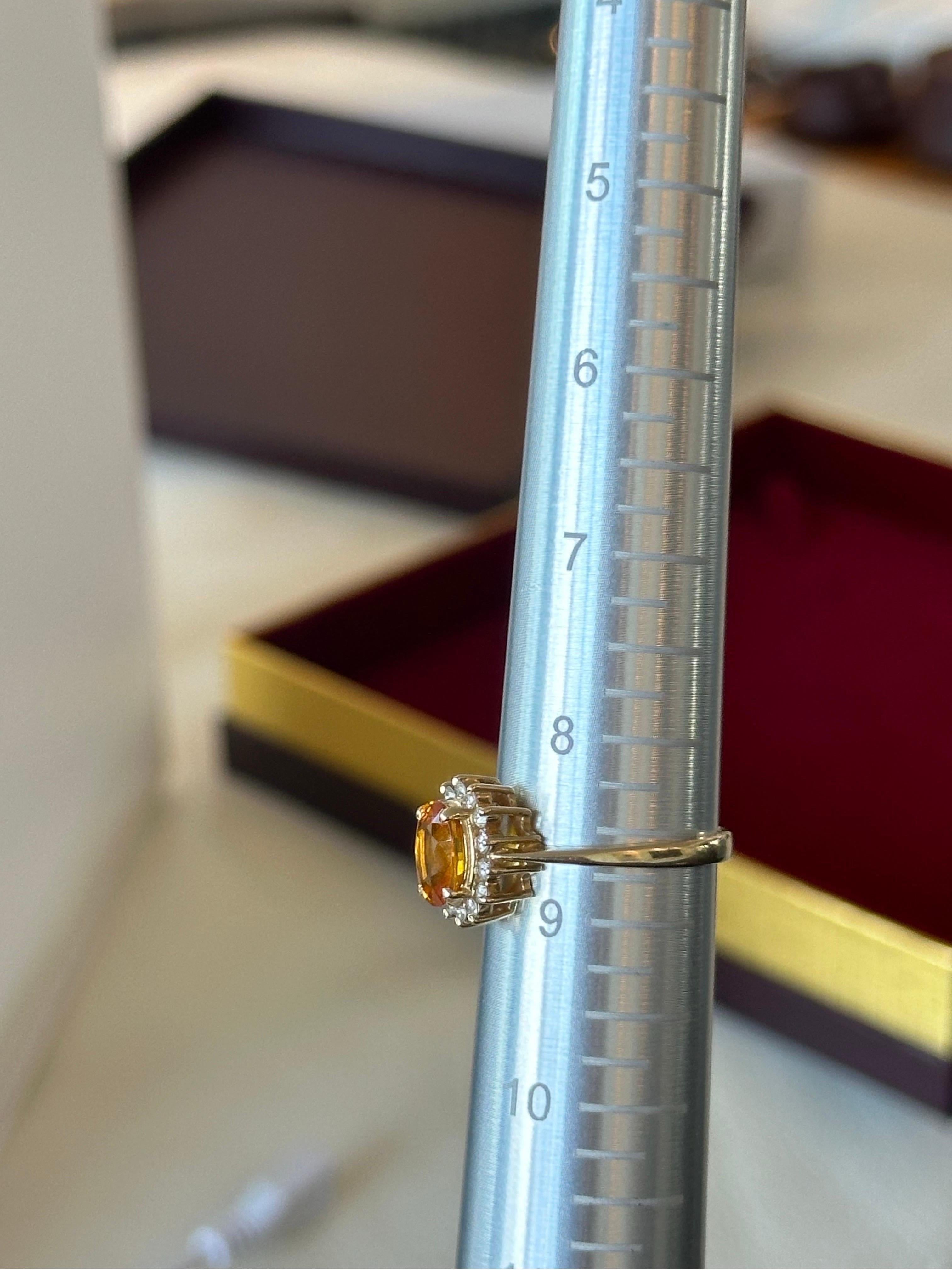 1,00 Karat Orange Citrin und 0,60 Karat natürliche Diamanten 14K Gelbgold Ring (Brillantschliff) im Angebot