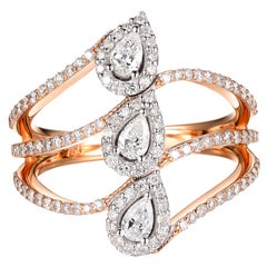 1.00Ct Pear Shape Diamond Ring In Rose Gold And white Gold