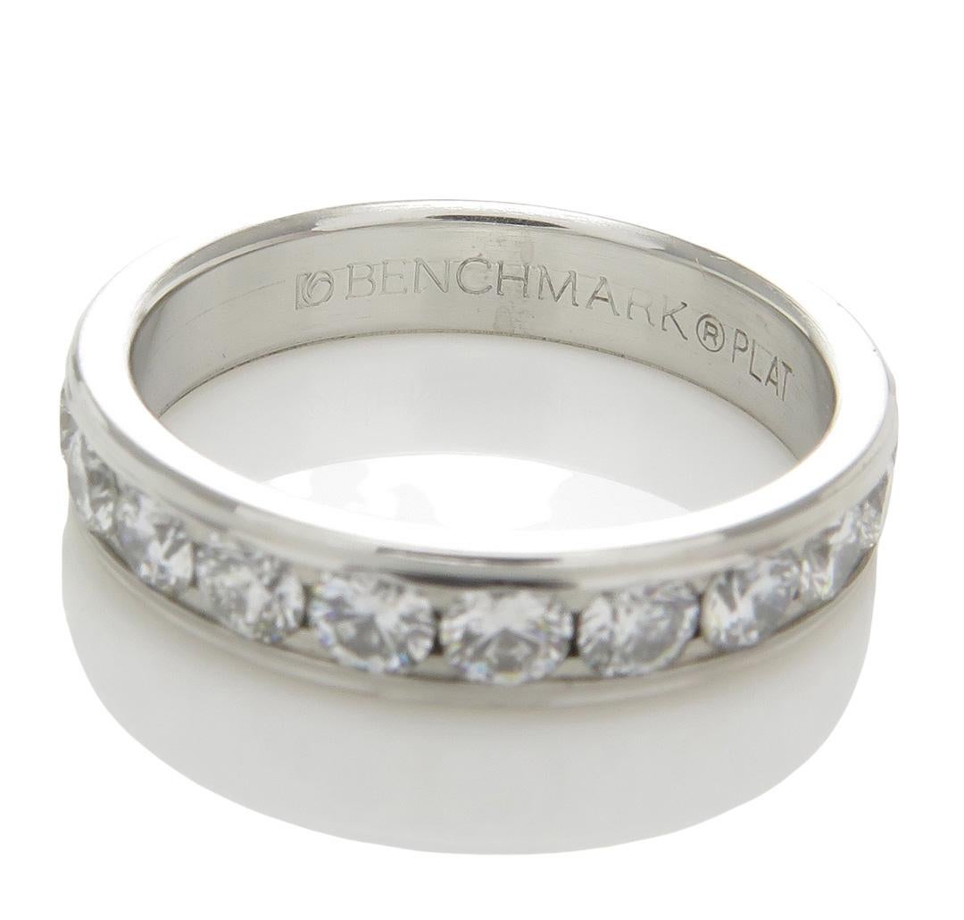 Women's or Men's 1.00CT Platinum Round Diamond Wedding Anniversary Band Ring For Sale