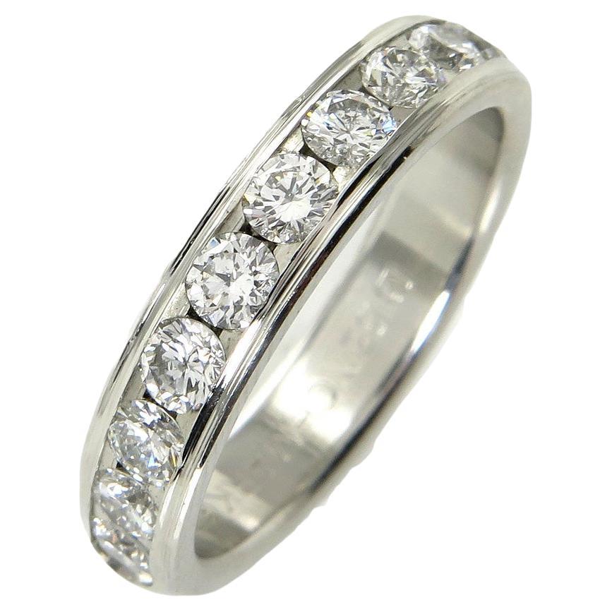 1.00CT Platinum Round Diamond Wedding Anniversary Band Ring For Sale