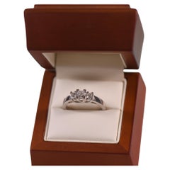 Vintage 1.00ct Princess Cut Diamond Trellis Style 3 Stone Ring in 14K White Gold