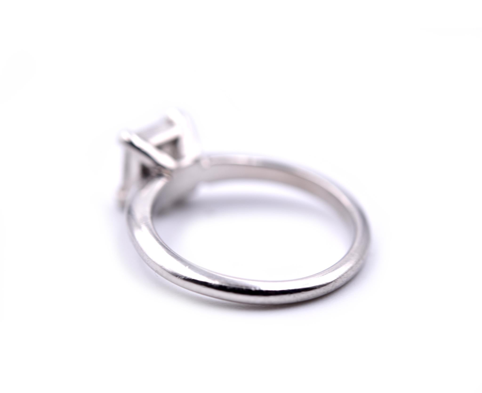 Women's 1.00 Carat Princess Cut Platinum Diamond Engagement Ring For Sale