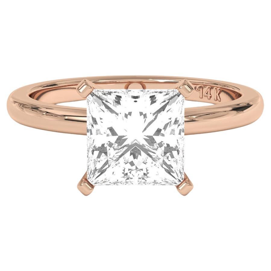 1.00CT Princess Cut Solitaire GH Color SI Clarity Natural Diamond Wedding Ring