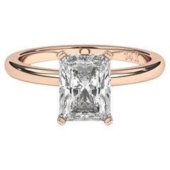 1.00CT Radiant Cut Solitaire GH Color SI Clarity Natural Diamond Wedding Ring 