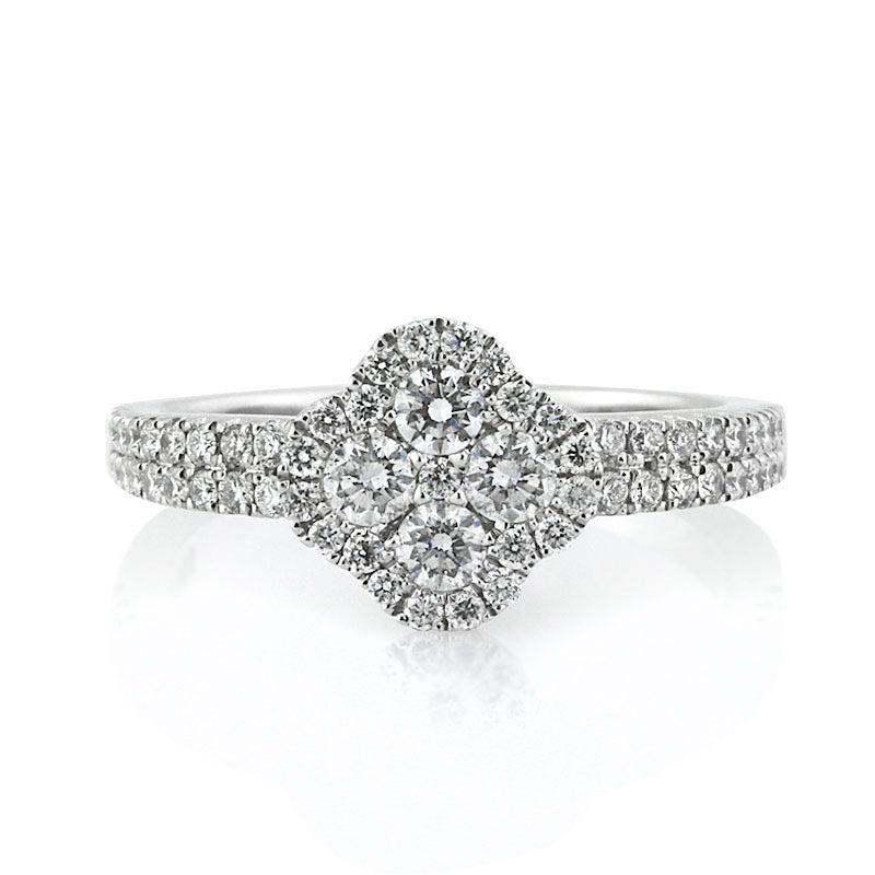 1.00ct Round Brilliant Cut Diamond Cluster Right-Hand Ring For Sale