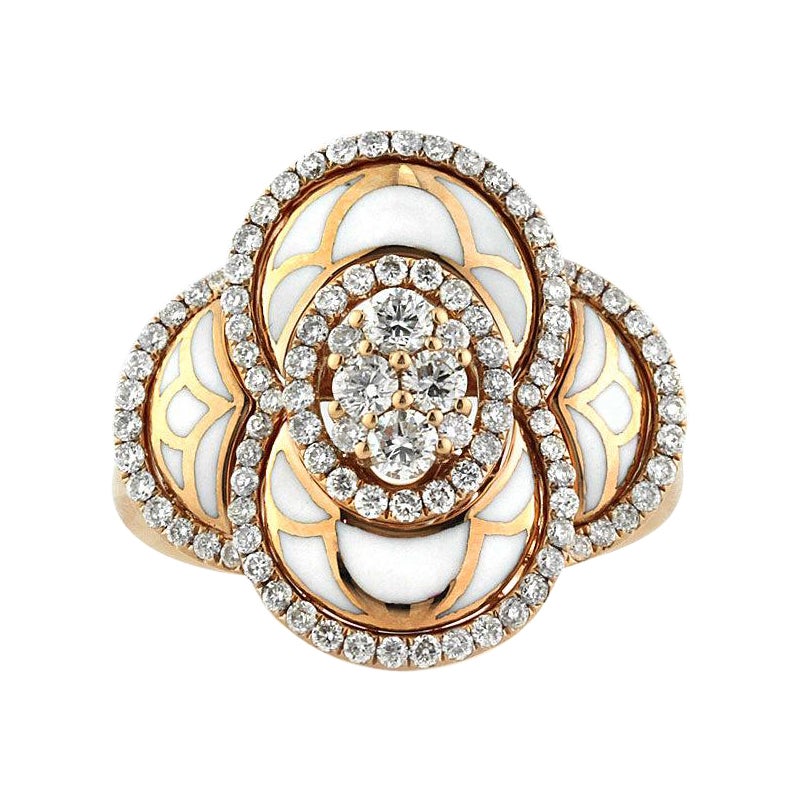 1.00ct Round Brilliant Cut Diamond Enamel Right-Hand Ring For Sale