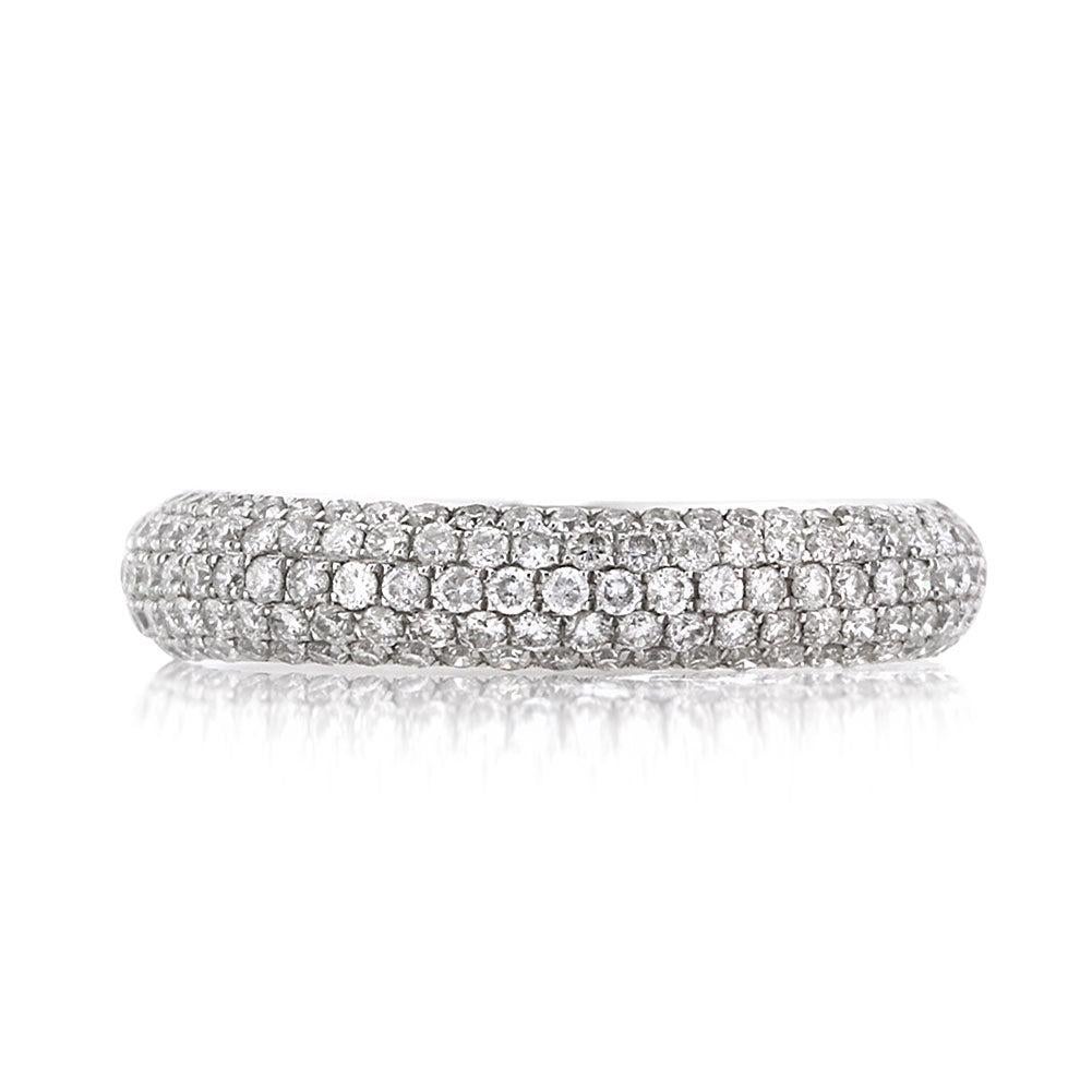 1.00ct Round Brilliant Cut Diamond Pavé Wedding Band in 18k White Gold