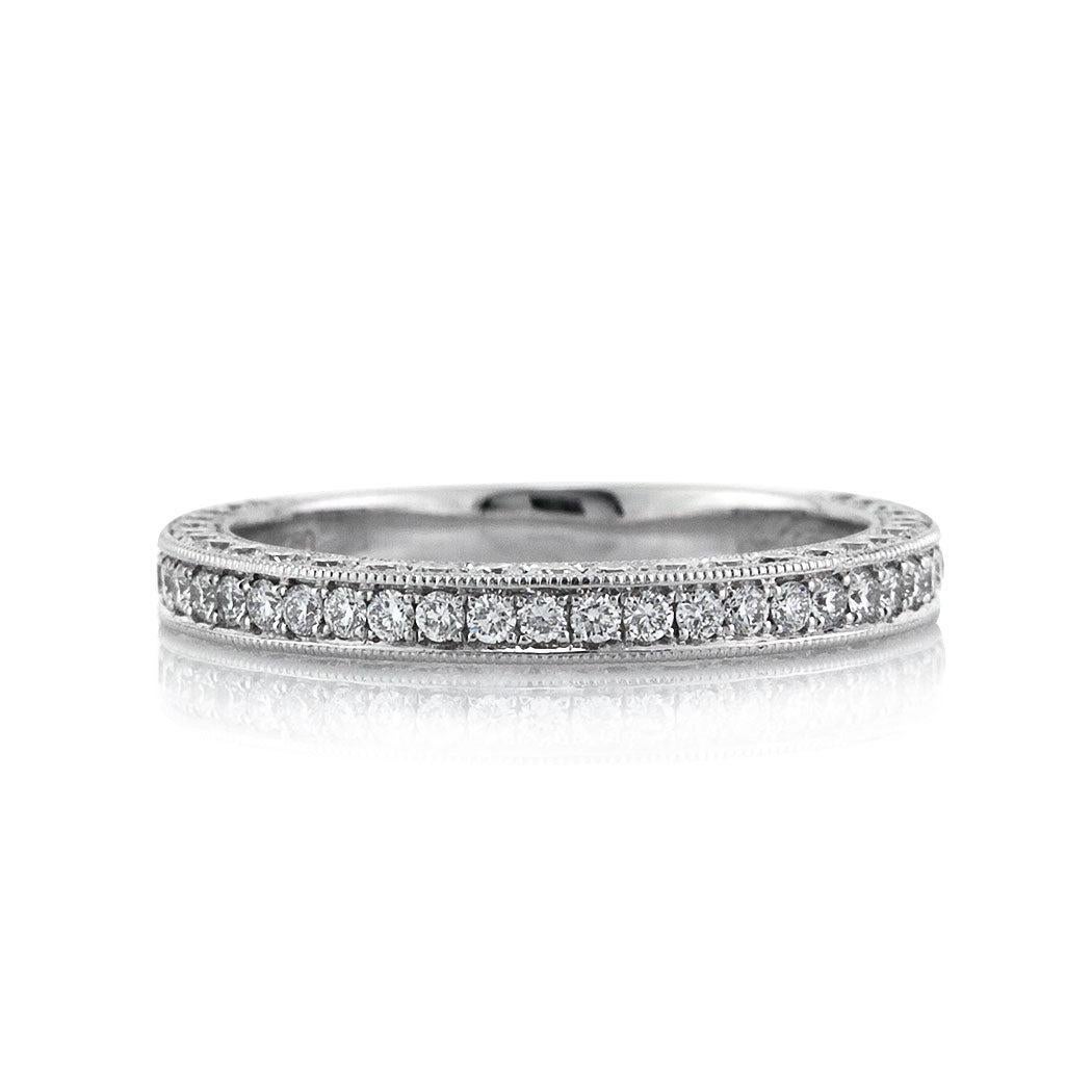 1.00ct Round Brilliant Cut Diamond Three-Sided Pavé Band in 18k White Gold For Sale