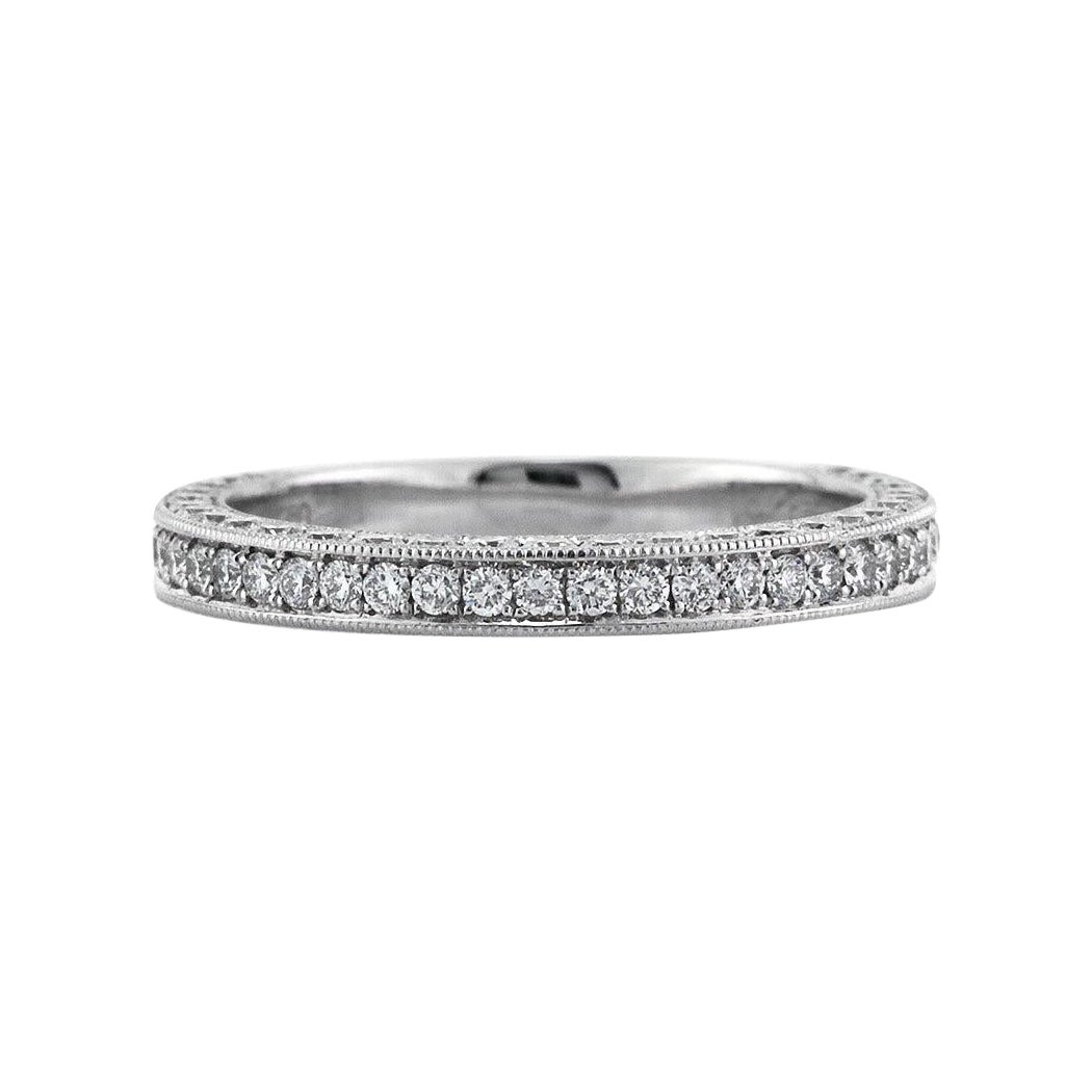 1.00ct Round Brilliant Cut Diamond Three-Sided Pavé Band in 18k White Gold