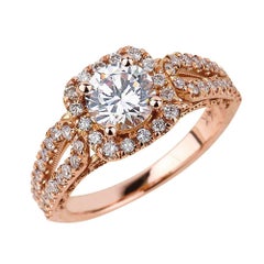 moissanite engagement ring rose gold Used 1.00ct Round Cut Moissanite Engagement Ring in 14K Rose Gold