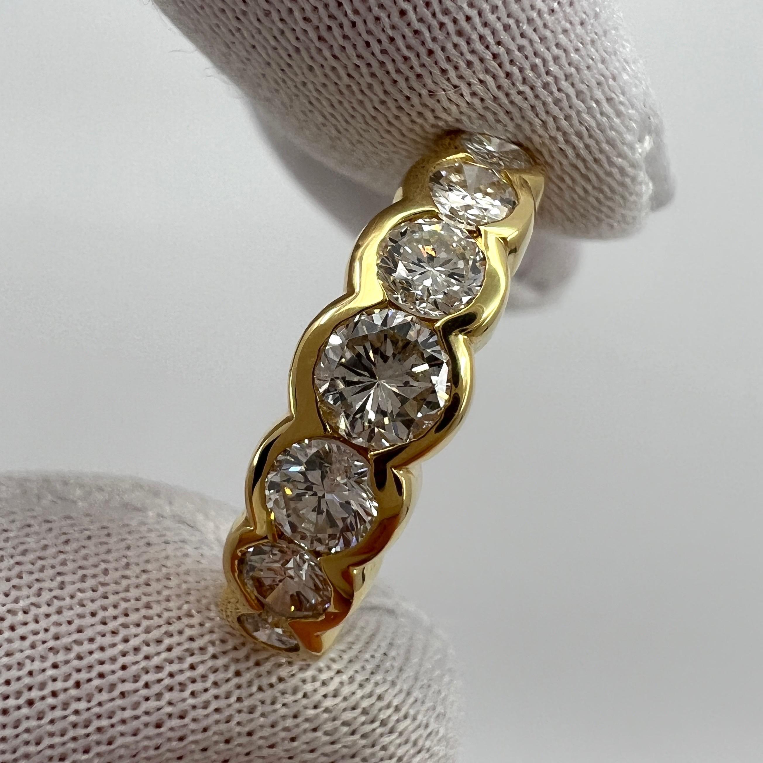 1.00ct Round Diamond Half Eternity Graduating Seven Stone 18k Yellow Gold Ring 6