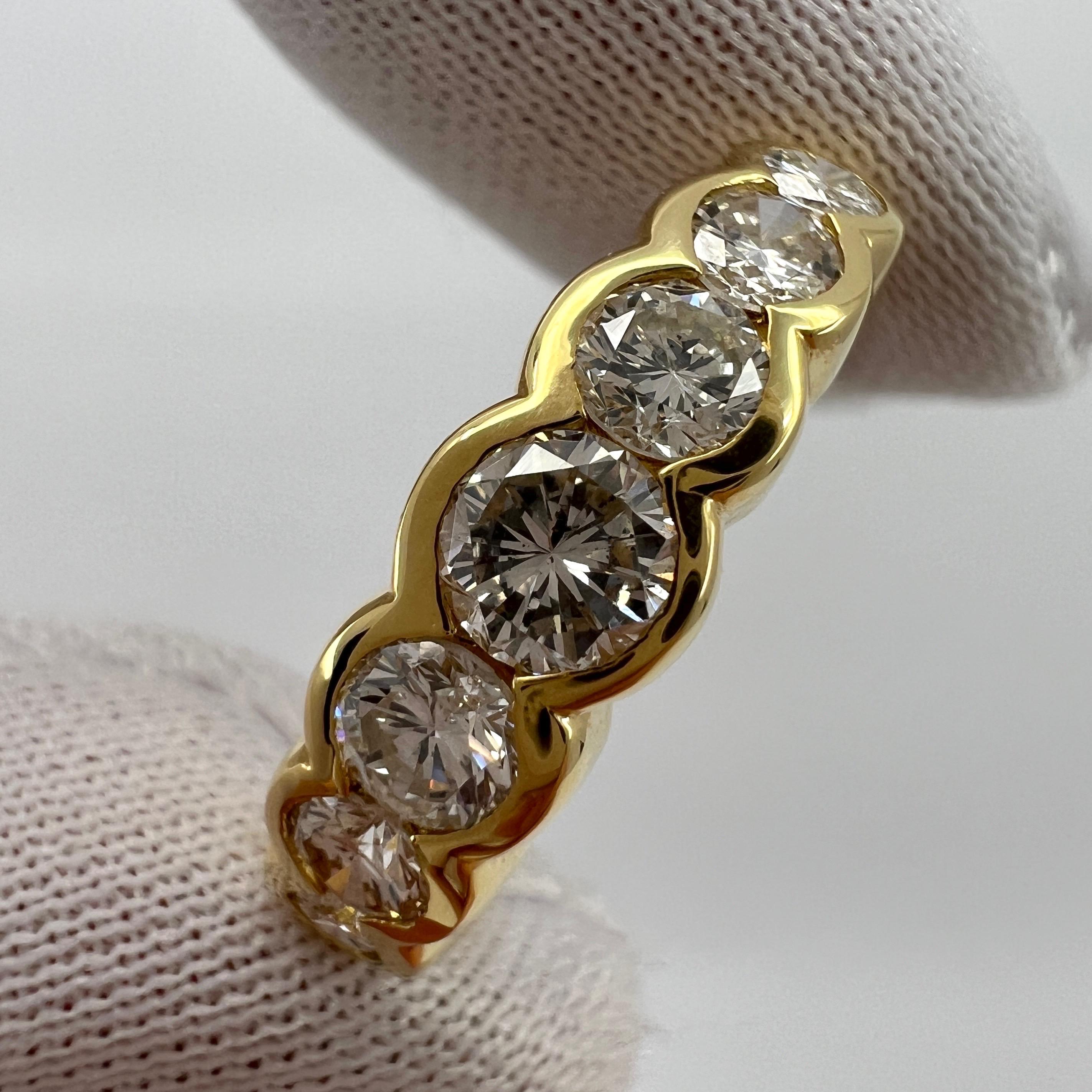 1.00ct Round Diamond Half Eternity Graduating Seven Stone 18k Yellow Gold Ring 4