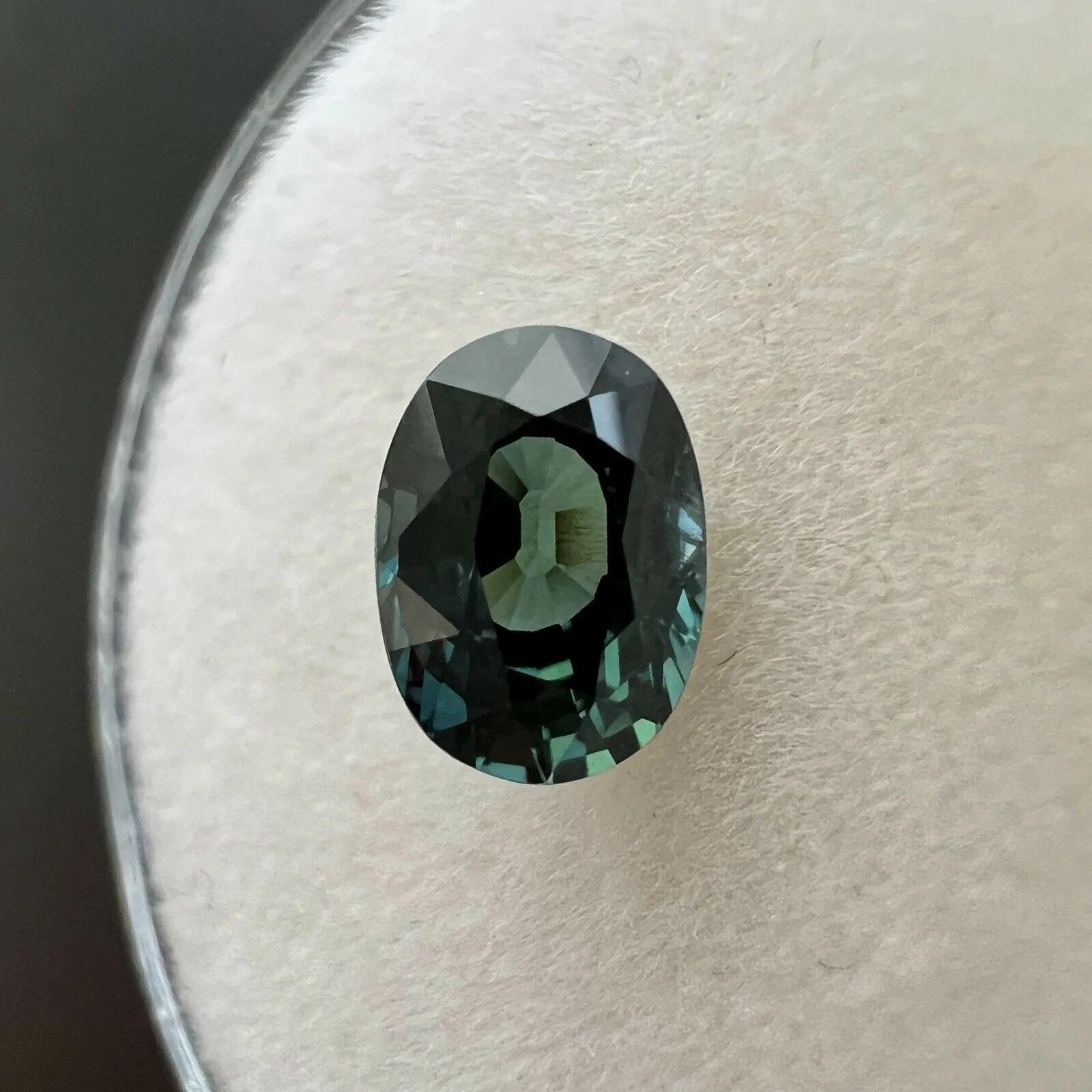1.00ct Sapphire GIA Certified Untreated Vivid Green Blue Oval Cut Unheated Rare In New Condition For Sale In Birmingham, GB