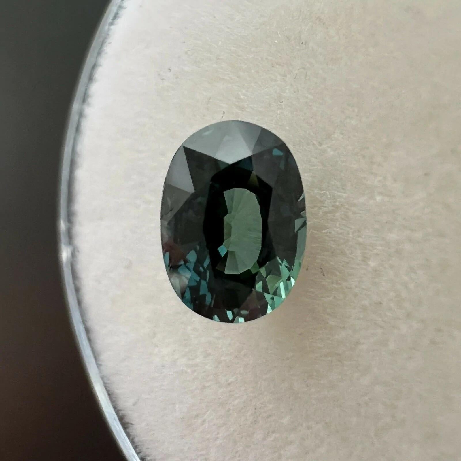 Women's or Men's 1.00ct Sapphire GIA Certified Untreated Vivid Green Blue Oval Cut Unheated Rare For Sale