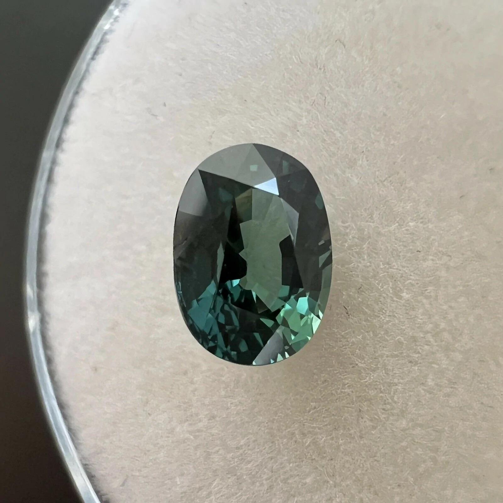 1.00ct Sapphire GIA Certified Untreated Vivid Green Blue Oval Cut Unheated Rare For Sale 1