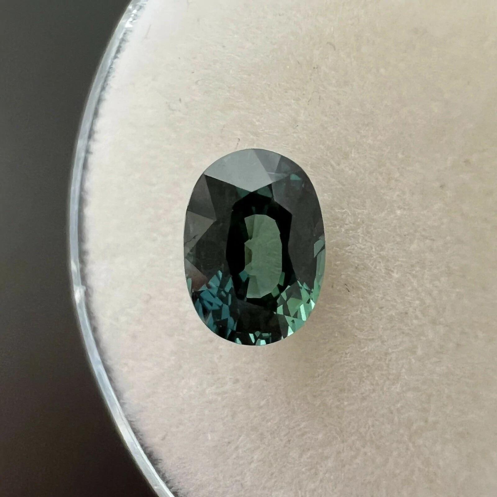 1.00ct Sapphire GIA Certified Untreated Vivid Green Blue Oval Cut Unheated Rare For Sale 2