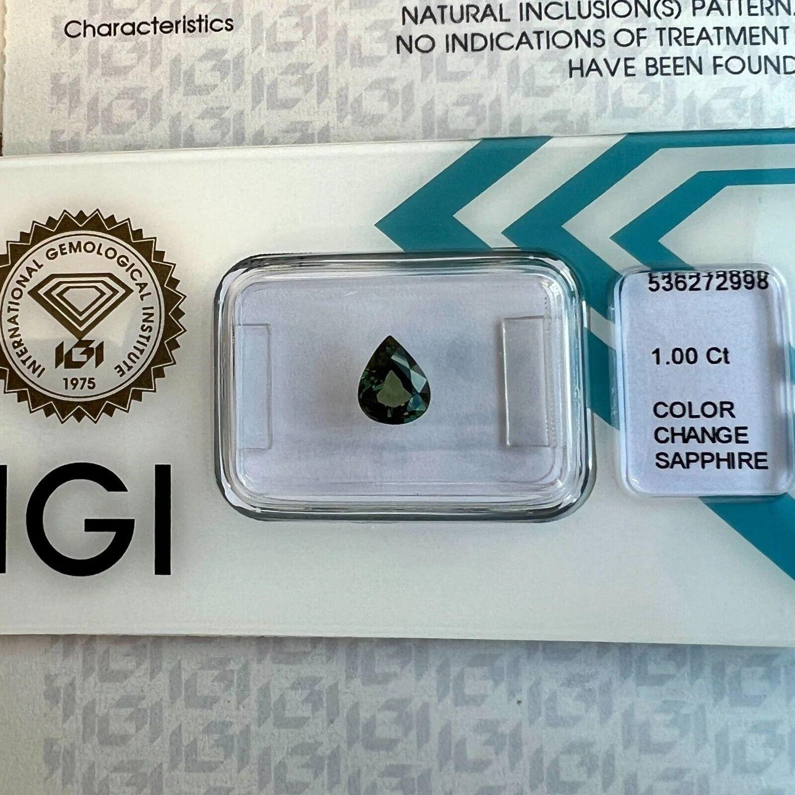 1,00 Karat einzigartiger Farbwechsel-Saphir im Birnenschliff Gelb Lila Blau IGI-zertifiziert im Angebot 7