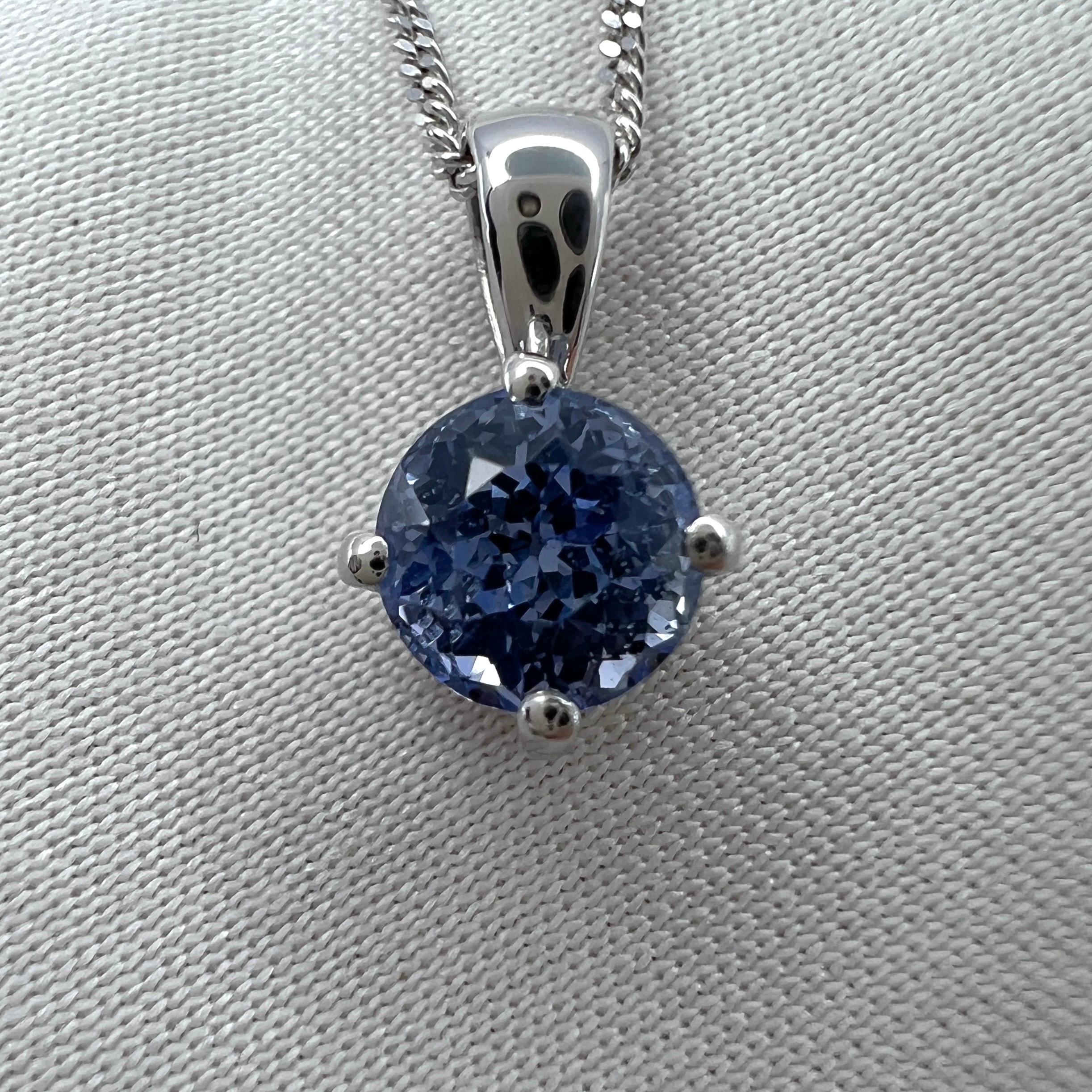 Vivid Blue Round Cut 950 Platinum Solitaire Pendant Necklace.

1.00 Carat spinel with a beautiful vivid blue colour and an excellent round cut. Also has very good clarity, a clean stone with only some small natural inclusions visible when looking