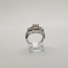 3 Steine, 1,00 Karat. Diamant im Prinzessschliff, 14 Karat Weißgold, Gesamtgewicht 2,04 Karat