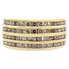 1.00Cttw Round Cut Diamond Ladies Band Ring 10K Yellow Gold Size 7.25
